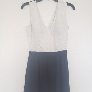 Black and White V Cut Dress